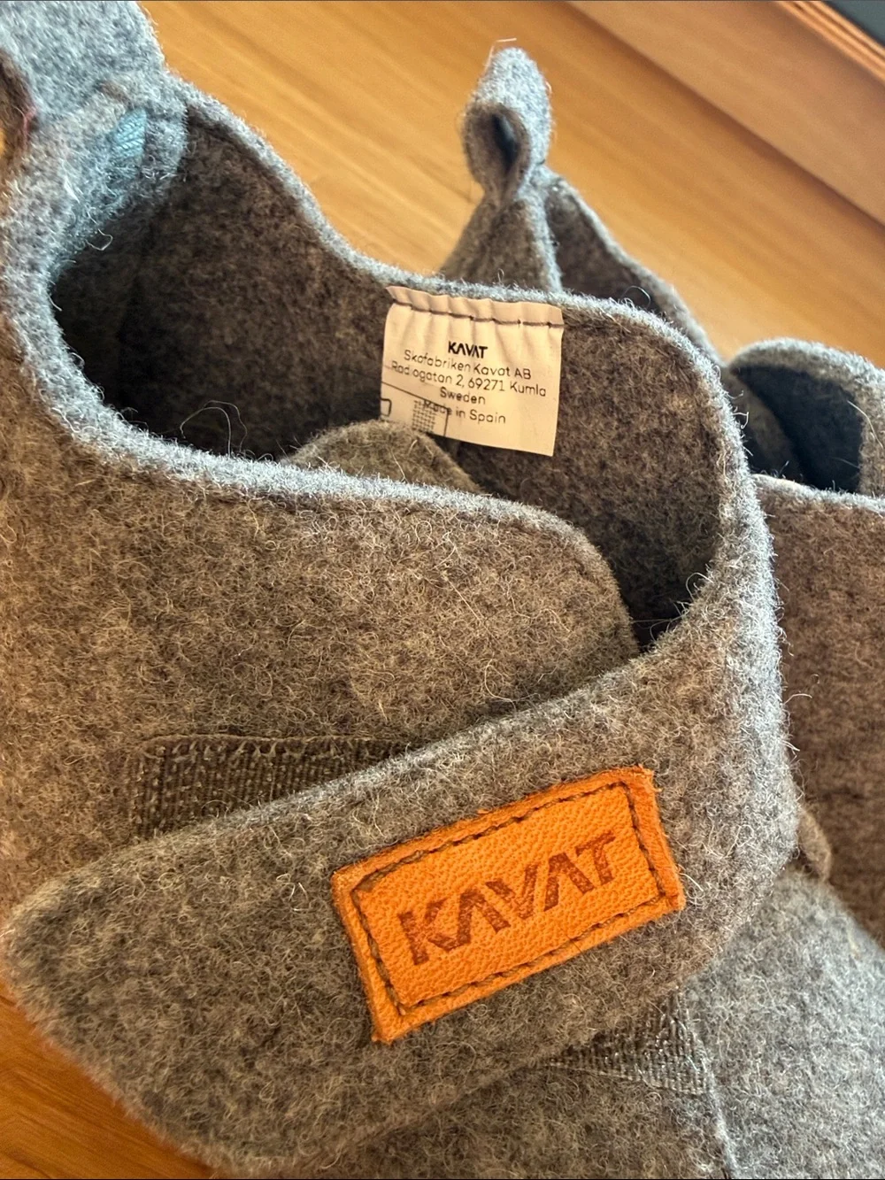 Gray Felt Baby Walker Shoes with Hook-and-Loop Strap
